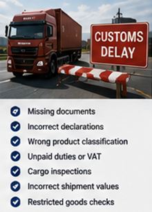 International shipment delays caused by customs documentation and border inspections