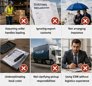 International shipping mistakes and logistics misunderstandings under EXW terms