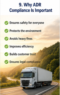 Safe ADR transport operation in Europe showing compliance and professional dangerous goods logistics