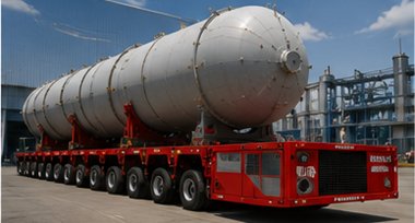 Self propelled modular transporter moving oversized industrial structure