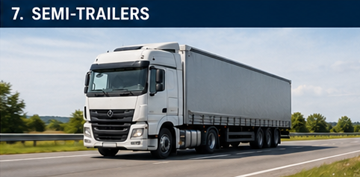 Semi trailer truck transporting freight on European highway